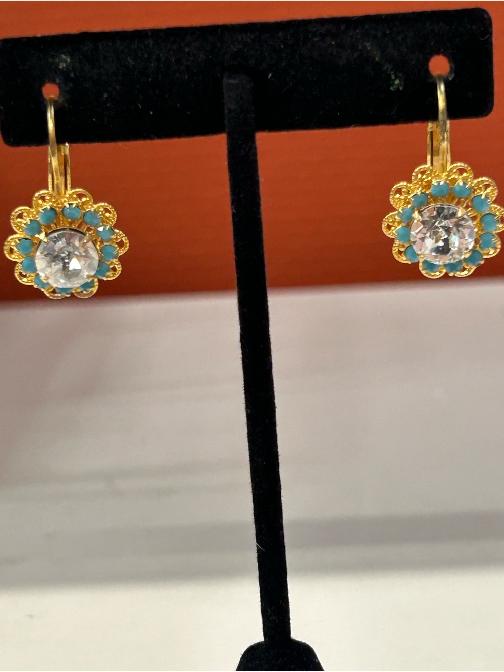 Liz Palacios sparkling gold tone Swarovski crystal drop earrings